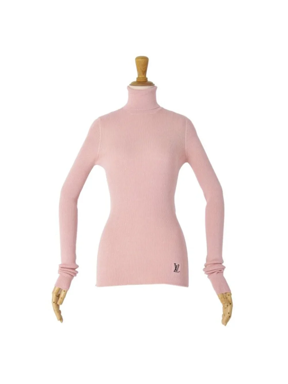 Louis Vuitton Knit Sweater Turtleneck Long Sleeve Top Wool Silk Pink